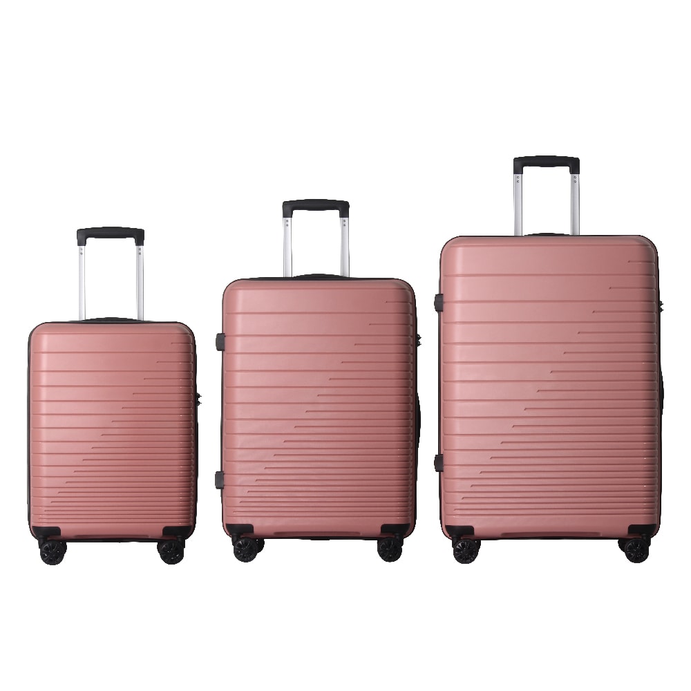 Luggage Set 3 Piece, PP Hardshell Carry On Suitcase With Spinner Wheels & TSA Lock, Lightweight Suitcases For Business, Trip, (20"/24"/28"), Pink_voghion.com